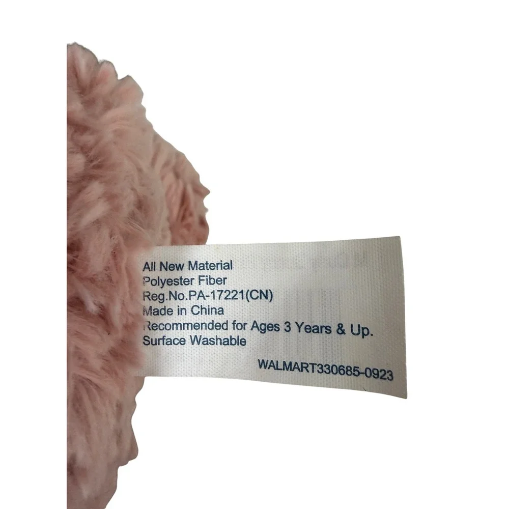 Walmart Pink Curly Bunny Plush Stuffed Animal Toy 10" 2023 - Picture 5 of 6